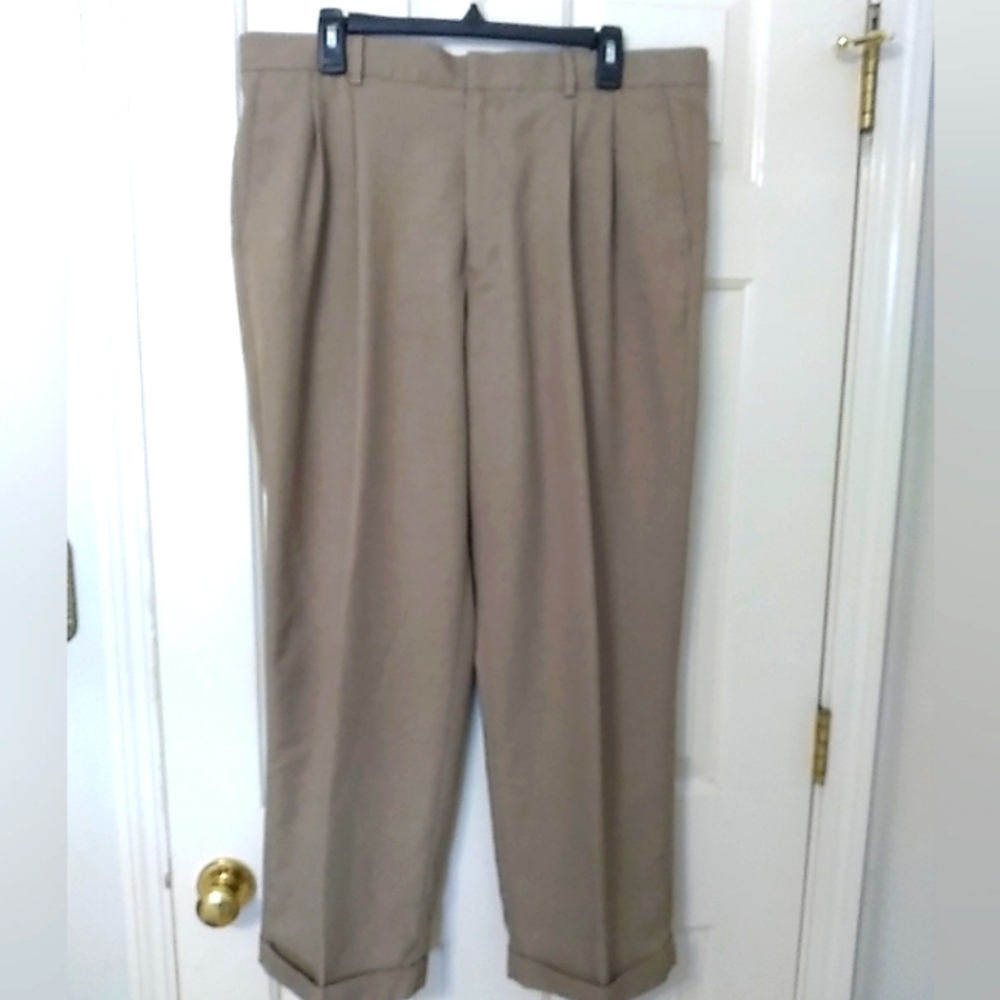 PERRY ELLIS AMERICA MENS SZ 36/29 PLEATED KHAKI/TAN/BEIGE CUFFED DRESS PANTS